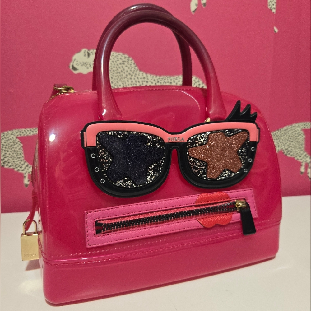 GUC Furla Candy Gang Sweetie Hot Pink Satchel Top Handle Boston Bag With Lock